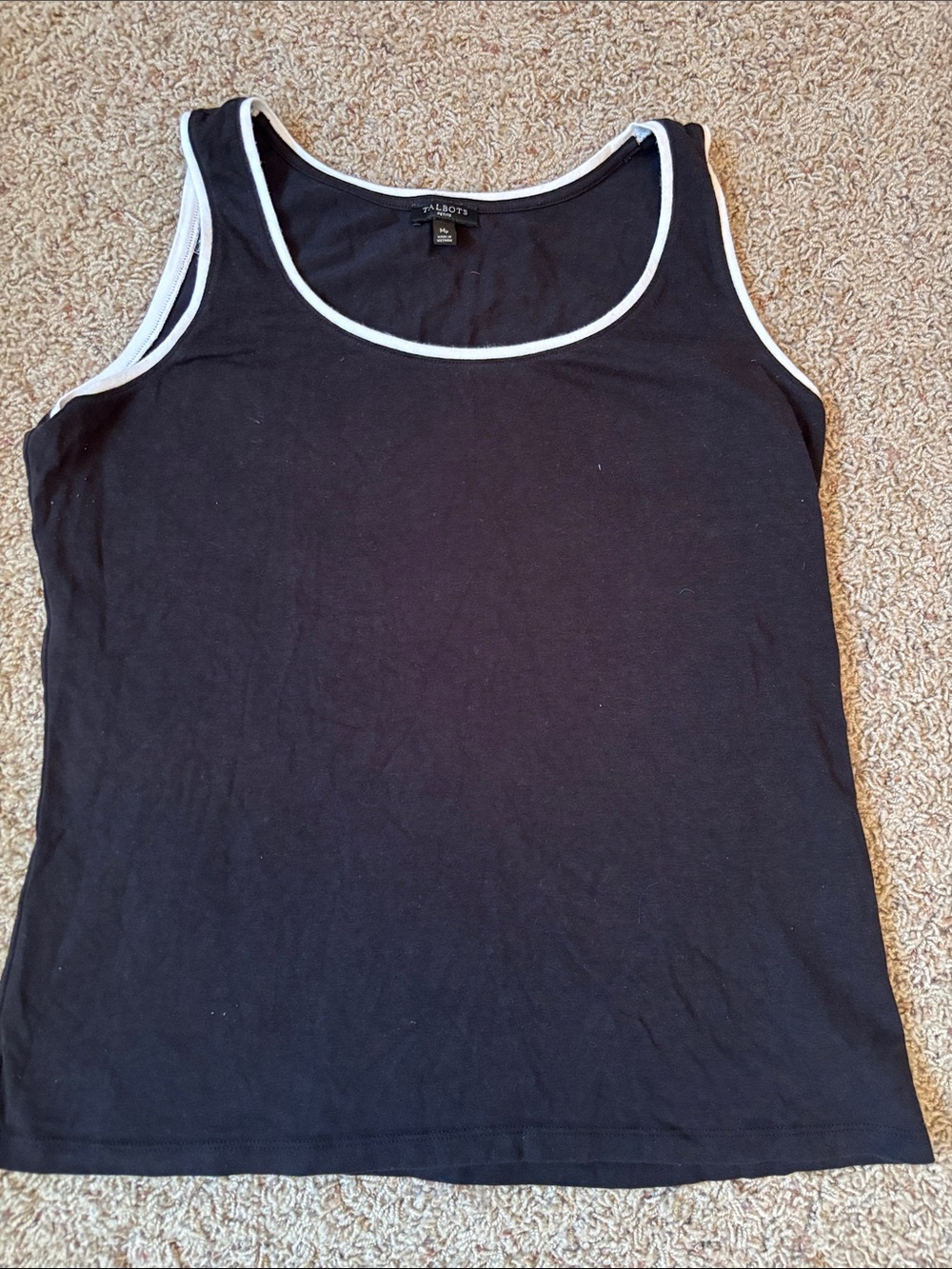 EUC Talbots Black Tank with White Trim